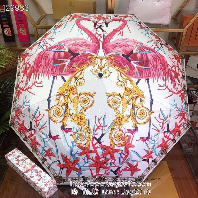 VERSACE範思哲 年度最火爆時尚單品 最新款 南非火烈鳥圖案 自動防雨防紫外線隔熱傘  sll1003